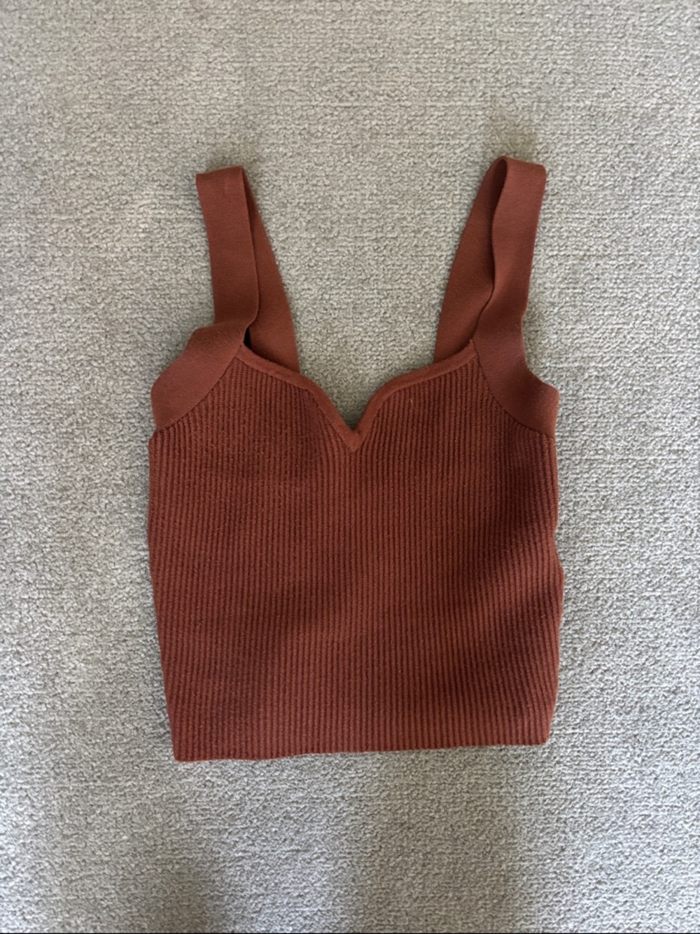 A&F Ribbed Cropped Tank Top - Brown - Picture 2 of 4